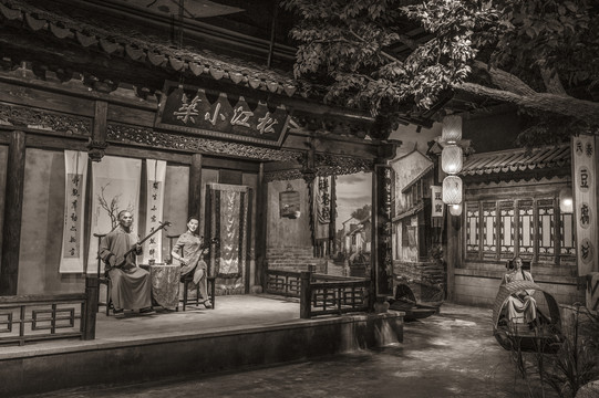 老上海民间艺术表演戏台老场景