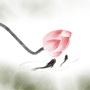 手繪荷花裝飾畫(huà)