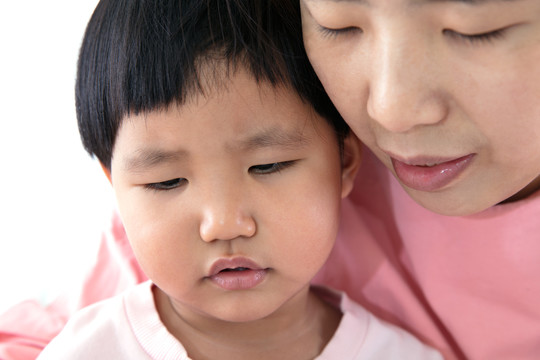 年轻妈妈和孩子脸部特写