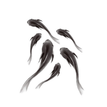 手繪水墨魚(yú)