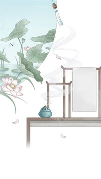 夏至淡雅小物插畫