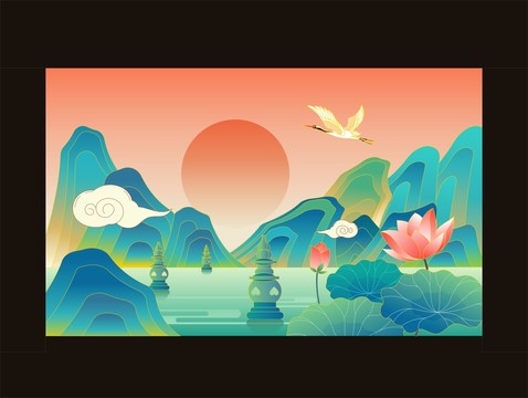 西湖插畫