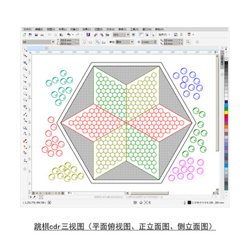 跳棋cdr平面圖立面圖