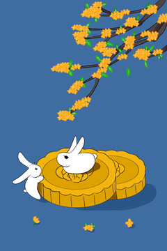 中秋月餅兔子圖