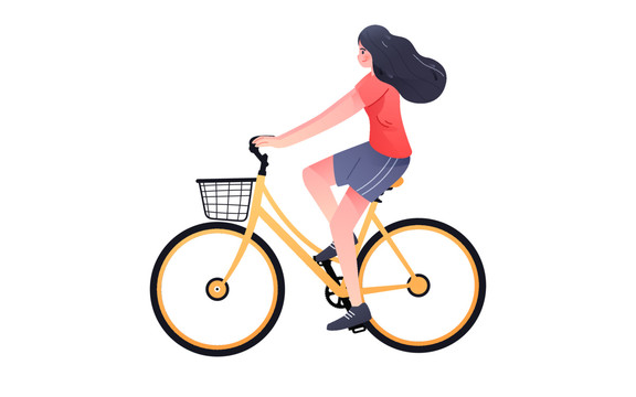 秋天騎車人物