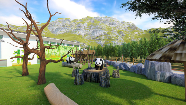 熊猫馆室外场景景观设计方案