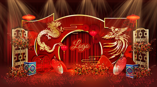 中式龍鳳婚禮迎賓區(qū)