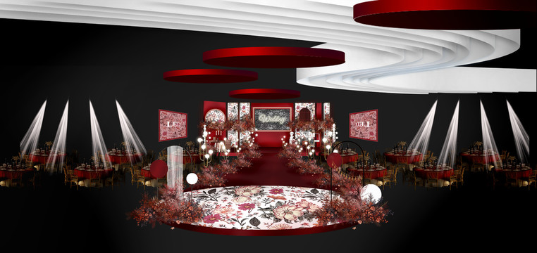 白紅色復(fù)古舞臺(tái)