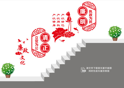 廉潔階梯文化墻