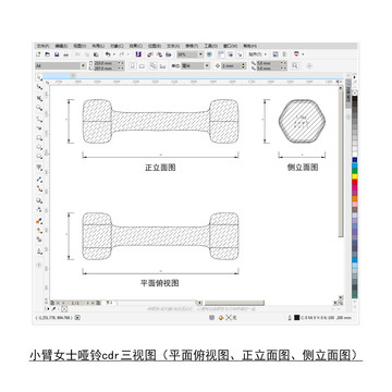 小臂女士哑铃cdr平面图立面图