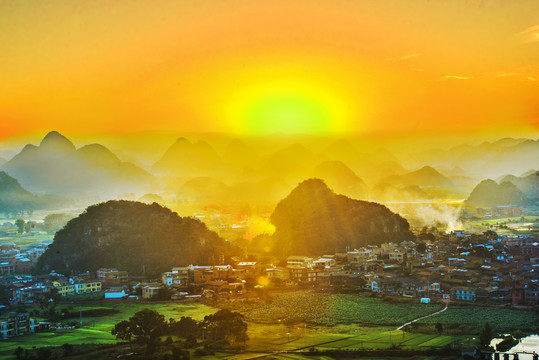 田园夕阳风景