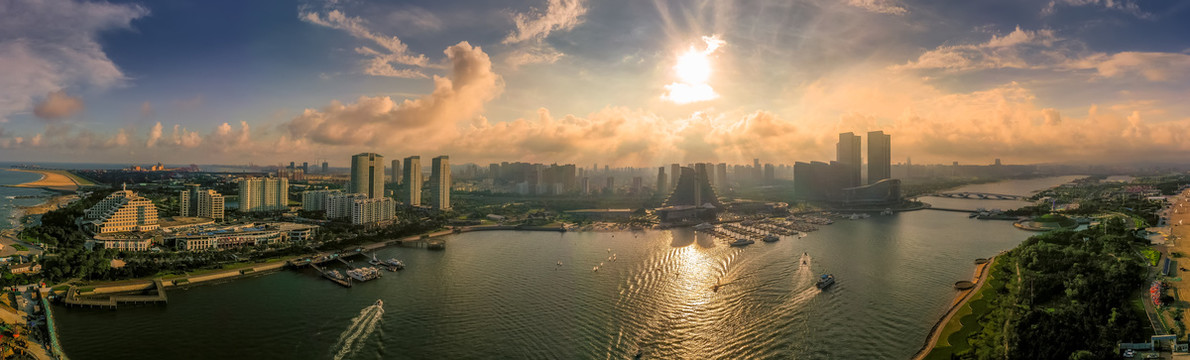 航拍日照灯塔风景区全景