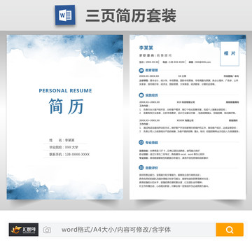 水墨銷售顧問(wèn)簡(jiǎn)歷套裝