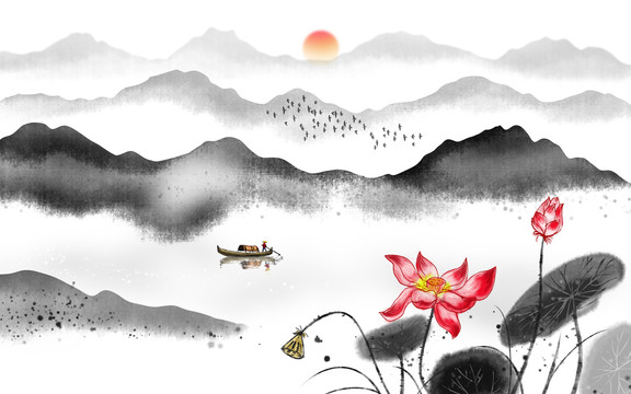 中式水墨山水畫(huà)