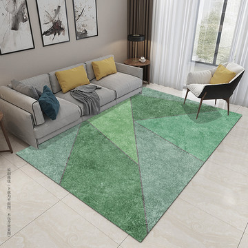 现代北欧几何绿色地毯地垫
