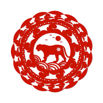 矢量圖老虎窗花虎年貼紙年畫