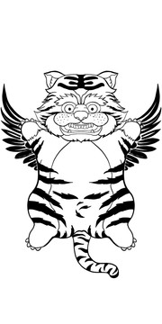 國潮老虎線稿