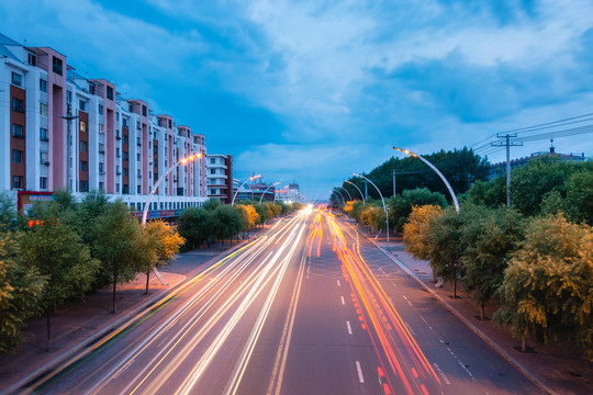 东北黑龙江七台河城市夜景