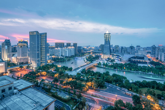 浙江杭州武林广场城市风光