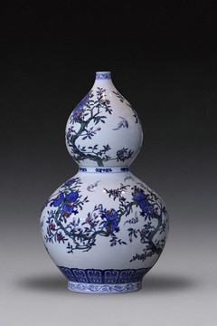 石榴青花瓷葫芦瓶