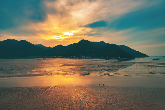 福建霞浦滩涂凌晨风光