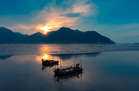 福建霞浦滩涂凌晨风光