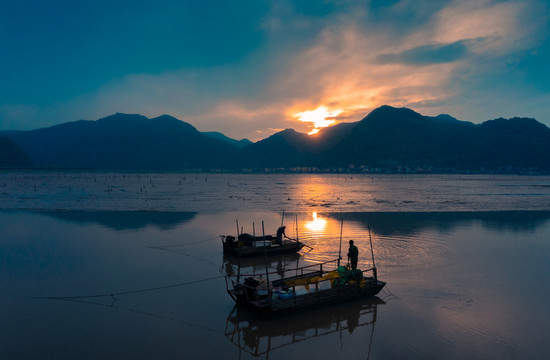 福建霞浦滩涂凌晨风光