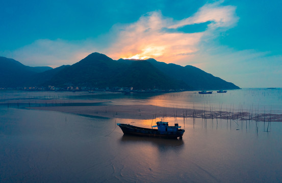 福建霞浦滩涂凌晨风光