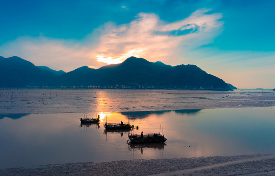 福建霞浦滩涂凌晨风光