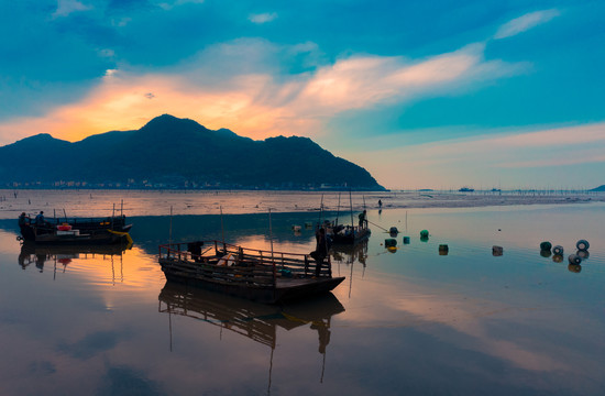 福建霞浦滩涂凌晨风光