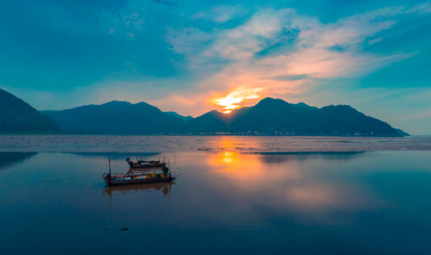 福建霞浦滩涂凌晨风光