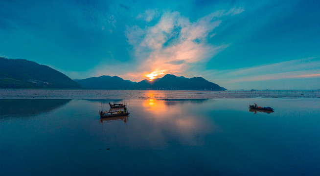 福建霞浦滩涂凌晨风光