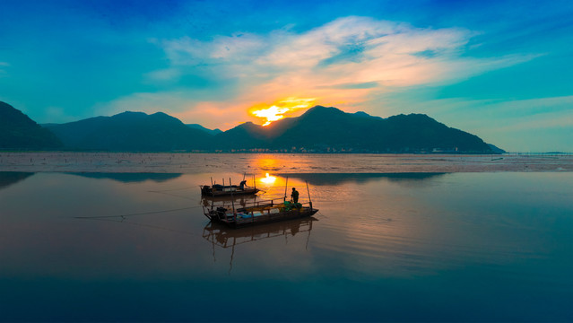 福建霞浦滩涂凌晨风光