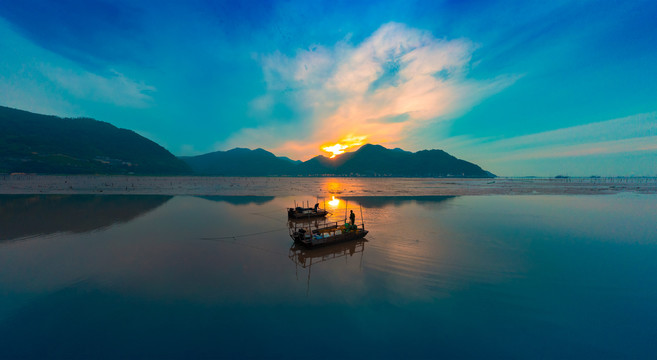 福建霞浦滩涂凌晨风光