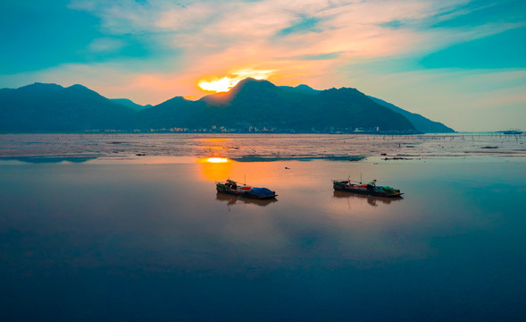 福建霞浦滩涂凌晨风光