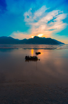 福建霞浦滩涂凌晨风光