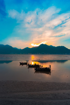 福建霞浦滩涂凌晨风光