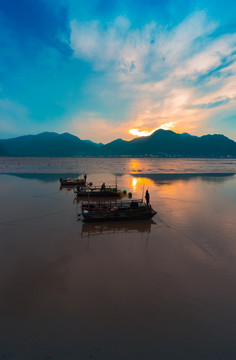 福建霞浦滩涂凌晨风光