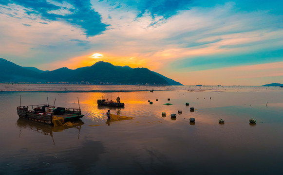 福建霞浦滩涂凌晨风光