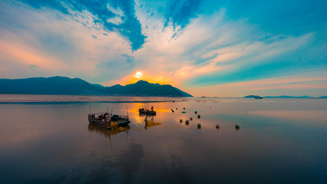 福建霞浦滩涂凌晨风光