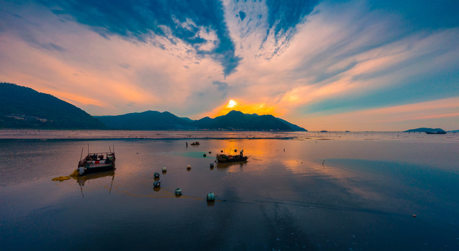 福建霞浦滩涂凌晨风光