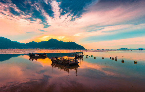 福建霞浦滩涂凌晨风光