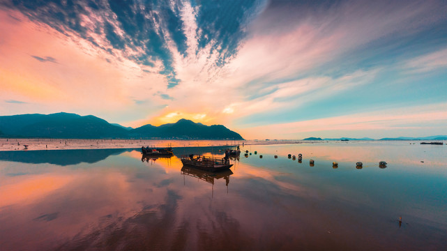 福建霞浦滩涂凌晨风光