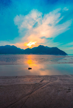 福建霞浦滩涂凌晨风光