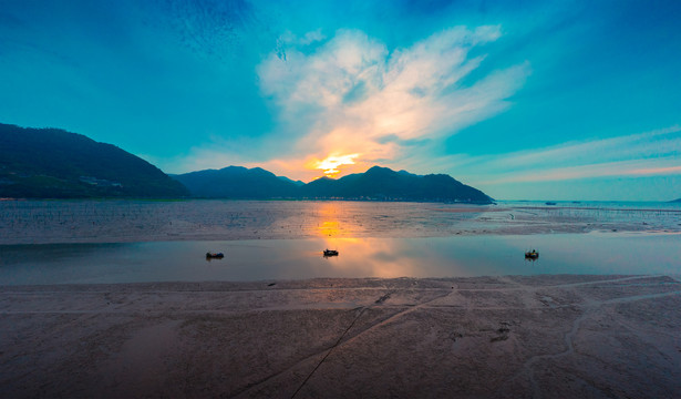 福建霞浦滩涂凌晨风光