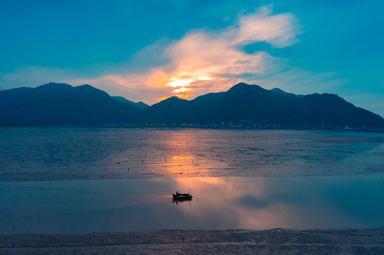 福建霞浦滩涂凌晨风光