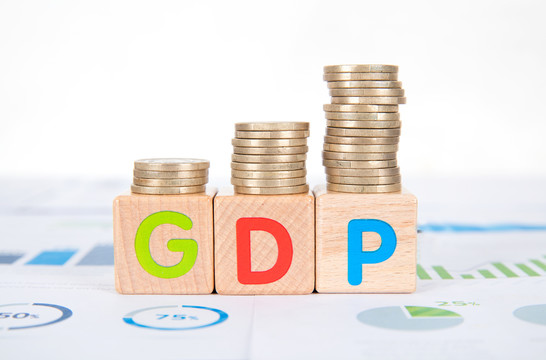 欧元硬币和英文单词GDP模型