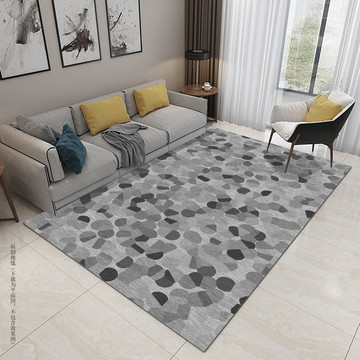 北欧几何灰色布纹地毯地垫