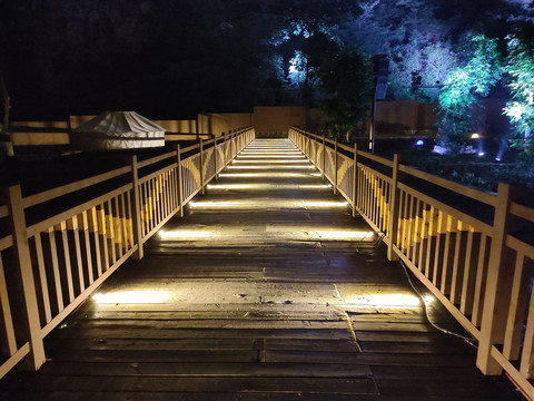 车溪老街仿古木楼夜景亮化