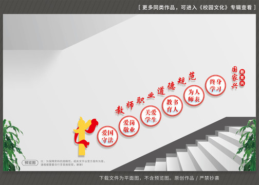 教師職業(yè)道德規(guī)范樓梯樓道文化墻